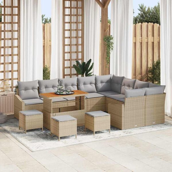 vidaXL Σετ Καναπέ Κήπου 13 pcs Μπέζ και Ανοιχτό Γκρι 110 x 55 x 71 εκ