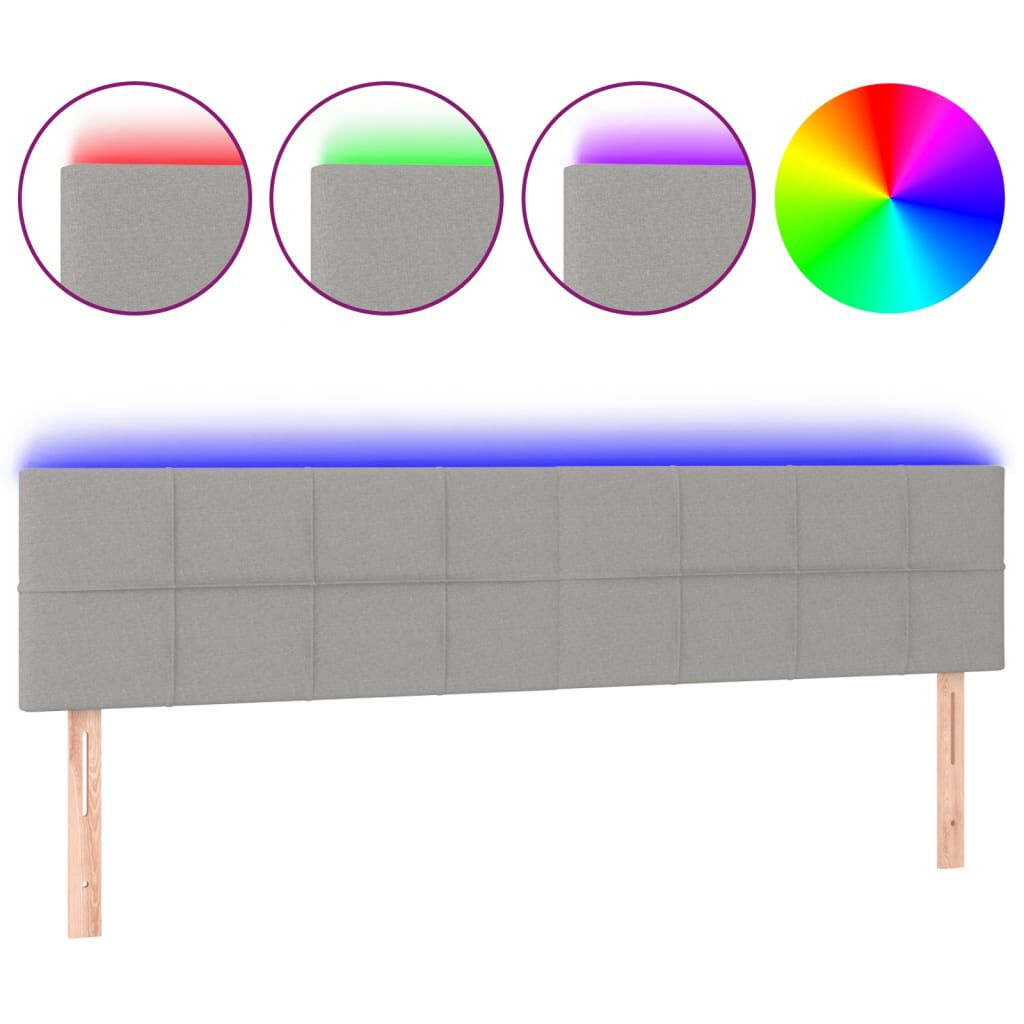 vidaXL Κεφαλάρι Κρεβατιού LED Ανοιχτό Γκρι 160x5x78/88 εκ. Υφασμάτινο