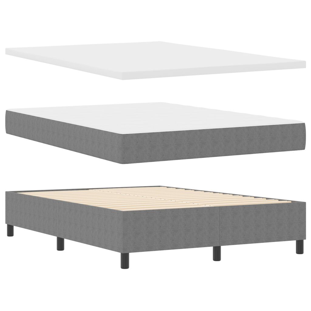 vidaXL Κρεβάτι Box Spring με Στρώμα Σαφρού Γκρι 140x200 εκ. Ύφασμα Κορντούρας