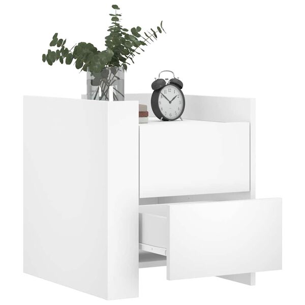 vidaXL Κομοδίνο Λευκό 45x50x50 εκ. από Επεξεργασμένο Ξύλο