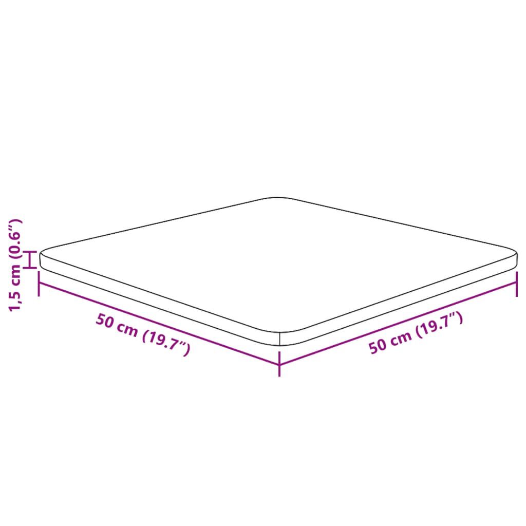 vidaXL Επιφάνεια Τραπεζιού Τετράγωνη 50x50x1,5 εκ. Μασίφ Ξύλο Δρυς