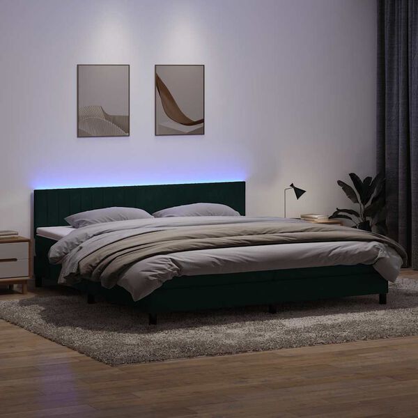 vidaXL &Kappa;&rho;&epsilon;&beta;ά&tau;&iota; Boxspring &mu;&epsilon; &Sigma;&tau;&rho;ώ&mu;&alpha; & LED &Sigma;&kappa;&omicron;ύ&rho;&omicron; &Pi;&rho;ά&sigma;&iota;&nu;&omicron; 200x210&epsilon;&kappa;. &Beta;&epsilon;&lambda;&omicron;ύ&delta;&iota;&nu;&omicron;