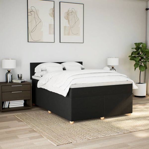 vidaXL &Kappa;&rho;&epsilon;&beta;ά&tau;&iota; Boxspring &mu;&epsilon; &Sigma;&tau;&rho;ώ&mu;&alpha; &Mu;&alpha;ύ&rho;&omicron; 160x200 &epsilon;&kappa;. &Upsilon;&phi;&alpha;&sigma;&mu;ά&tau;&iota;&nu;&omicron;
