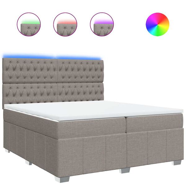 vidaXL &Kappa;&rho;&epsilon;&beta;ά&tau;&iota; Boxspring &mu;&epsilon; &Sigma;&tau;&rho;ώ&mu;&alpha; Taupe 200x200 &epsilon;&kappa;. &Upsilon;&phi;&alpha;&sigma;&mu;ά&tau;&iota;&nu;&omicron;