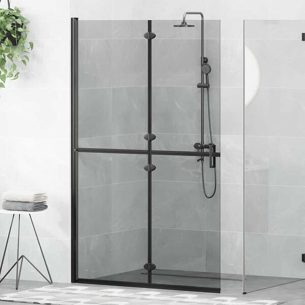 vidaXL Τοίχος ντους Walk-in Μαύρο και σκούρο διαφανές 120 x 190 cm