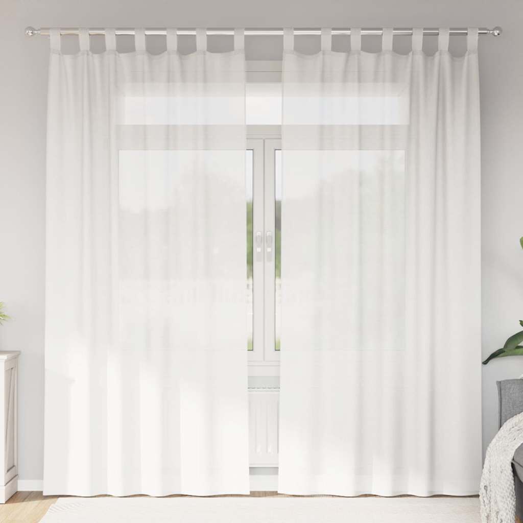 vidaXL Κουρτίνες Voile με βρόχους 2 τεμάχια Λευκό 140x245 cm