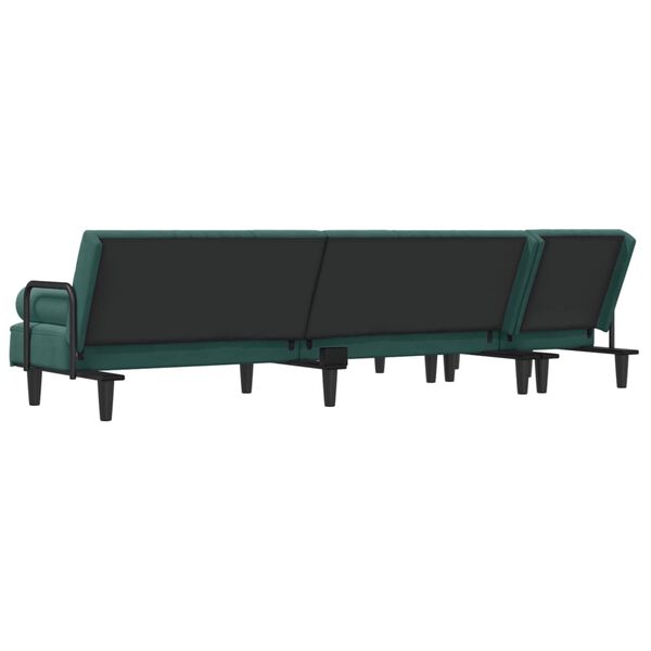 vidaXL Καναπές Κρεβάτι Γωνιακός Σκ. Πράσινο 260x140x70 εκ. Βελούδινος