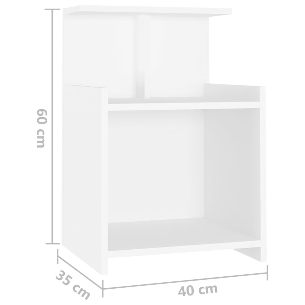 vidaXL Κομοδίνο Λευκό 40 x 35 x 60 εκ. από Επεξ. Ξύλο
