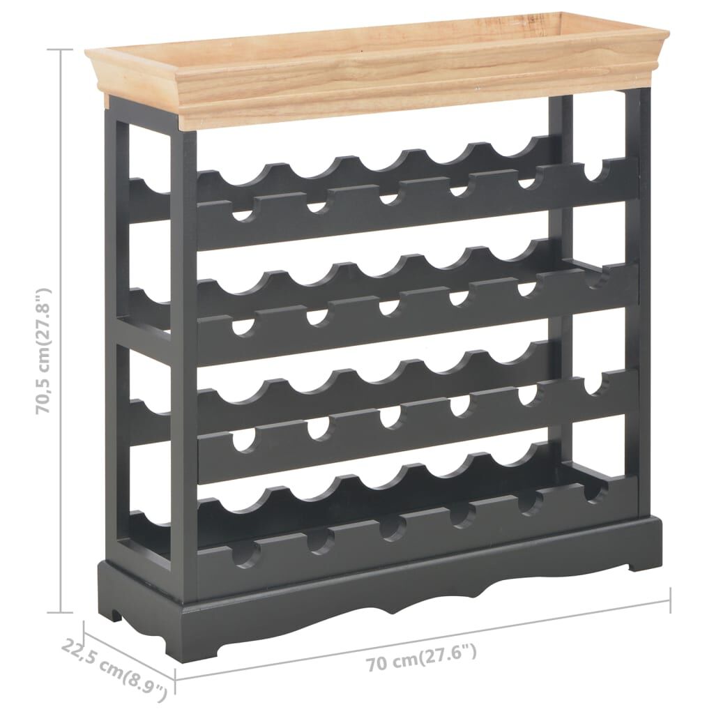 vidaXL Κάβα Κρασιών Μαύρη 70 x 22,5 x 70,5 εκ. από MDF