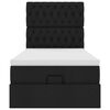 vidaXL Οθωμανικό κρεβάτι με στρώμα & LEDs Μαύρο 80x200cm ύφασμα