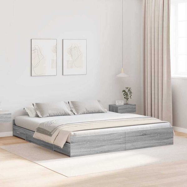 vidaXL Κρεβάτι με αποθηκευτικό χώρο Γκρι sonoma 200 x 200 cm