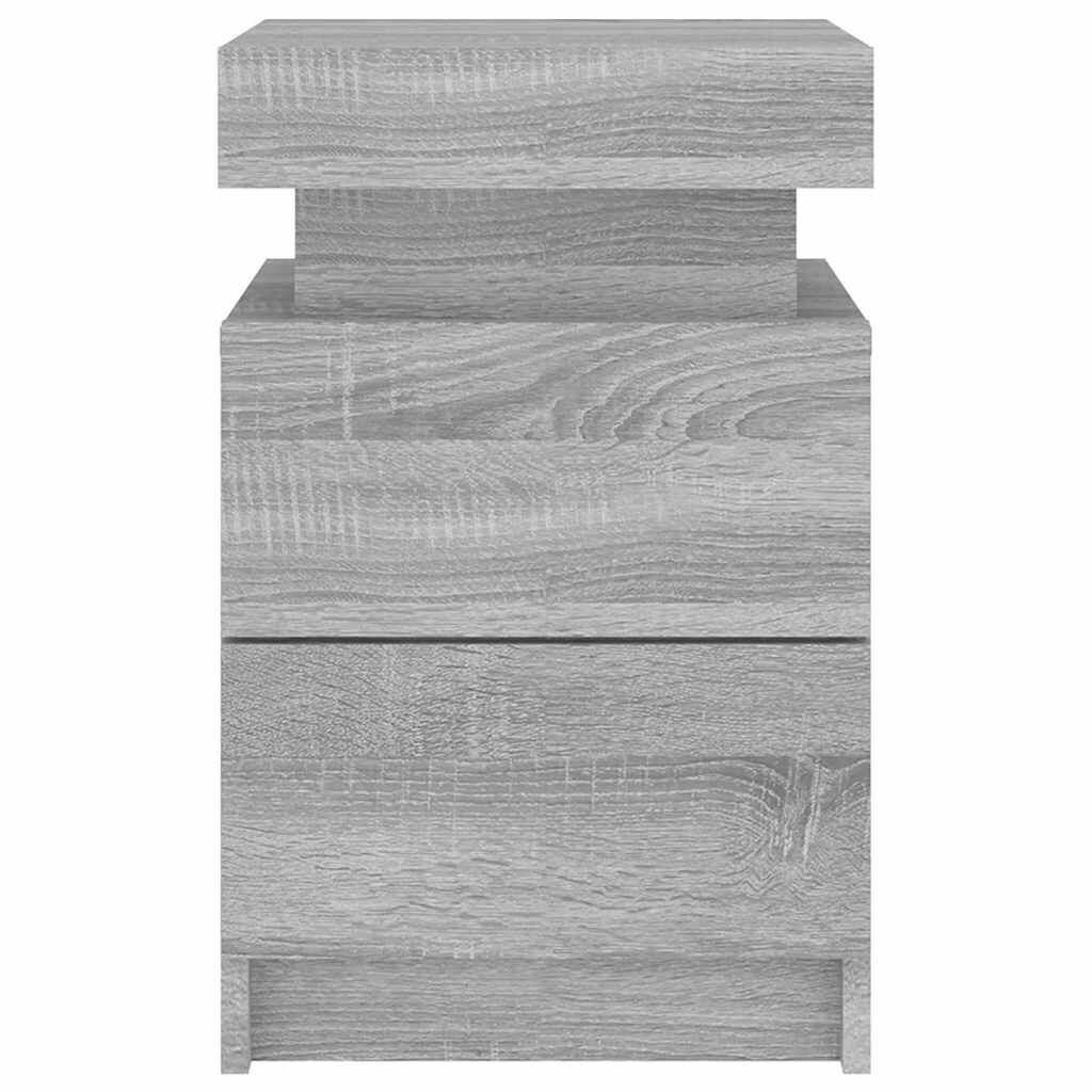 vidaXL Κομοδίνο με Φώτα LED Γκρι Sonoma 35 x 39 x 55 εκ.