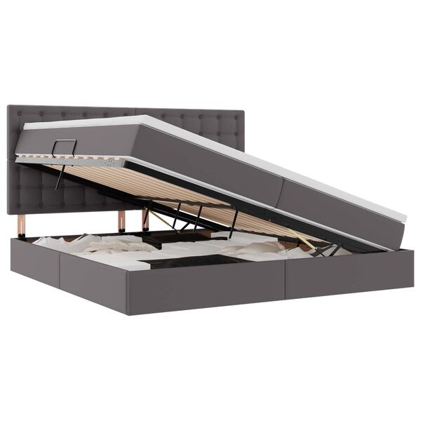 vidaXL Κρεβάτι Αποθήκης με στρώμα Γκρι 200 x 200 cm Τεχνητό Δέρμα