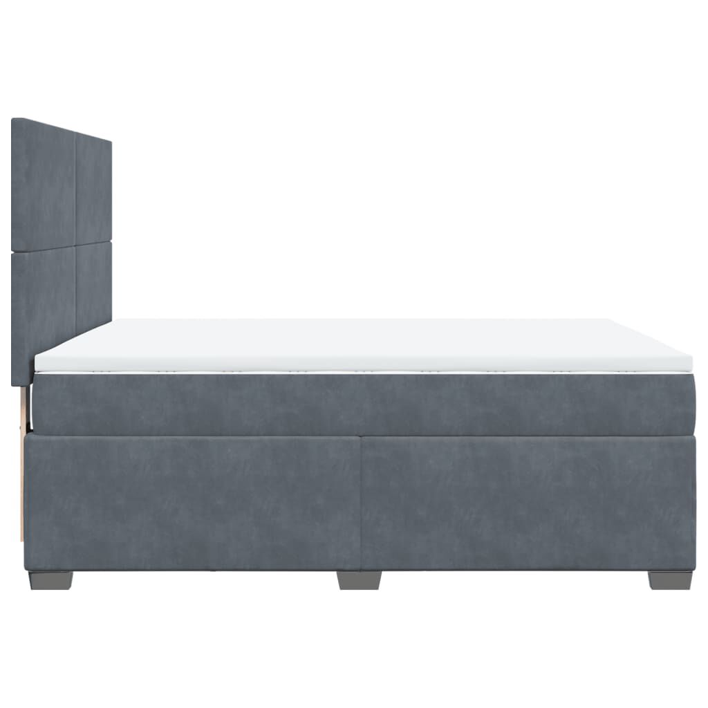 vidaXL Κρεβάτι Boxspring με Στρώμα Σκούρο Γκρι 140x190 εκ. Βελούδινο