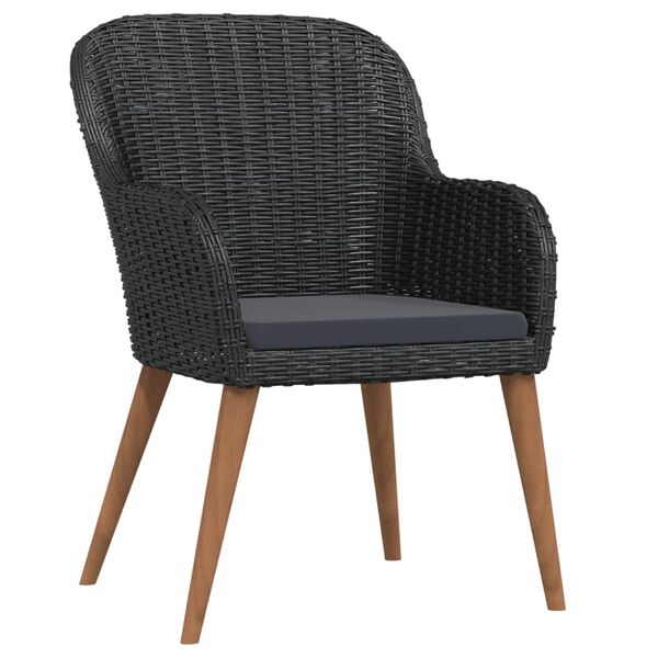 vidaXL Σετ Τραπεζαρίας Κήπου 7 Τεμαχίων Μαύρο με Μαξιλάρια