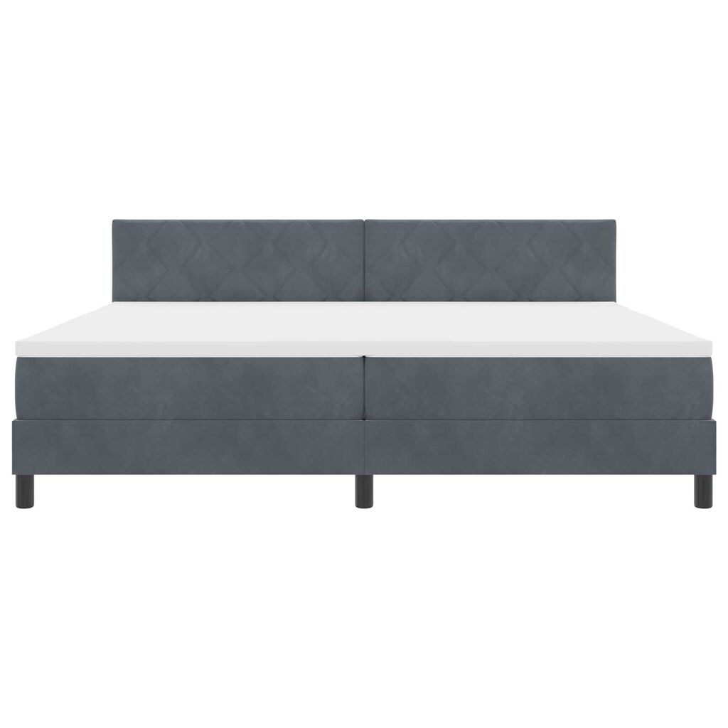 vidaXL Κρεβάτι Box Spring με Ματράς & LED Σκούρο Γκρι 200x200 εκ. Βελούδο