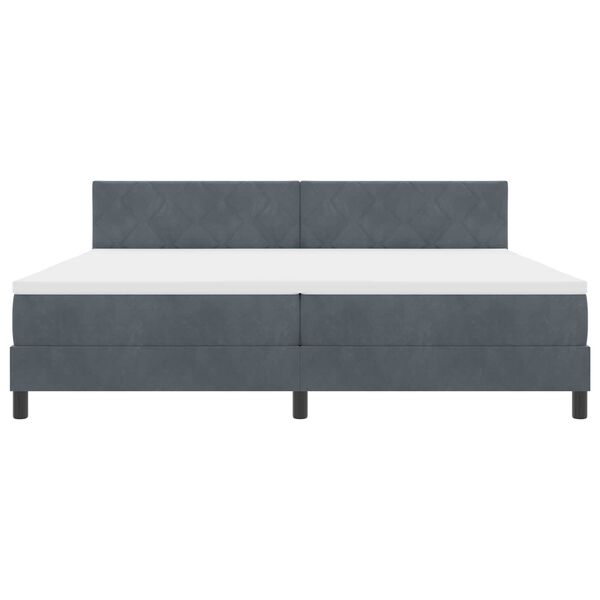 vidaXL Κρεβάτι Box Spring με Ματράς & LED Σκούρο Γκρι 200x200 εκ. Βελούδο
