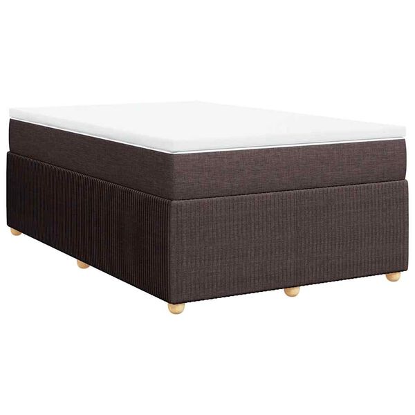 vidaXL Κρεβάτι Boxspring με Στρώμα Σκούρο Καφέ 120x190 εκ Υφασμάτινο