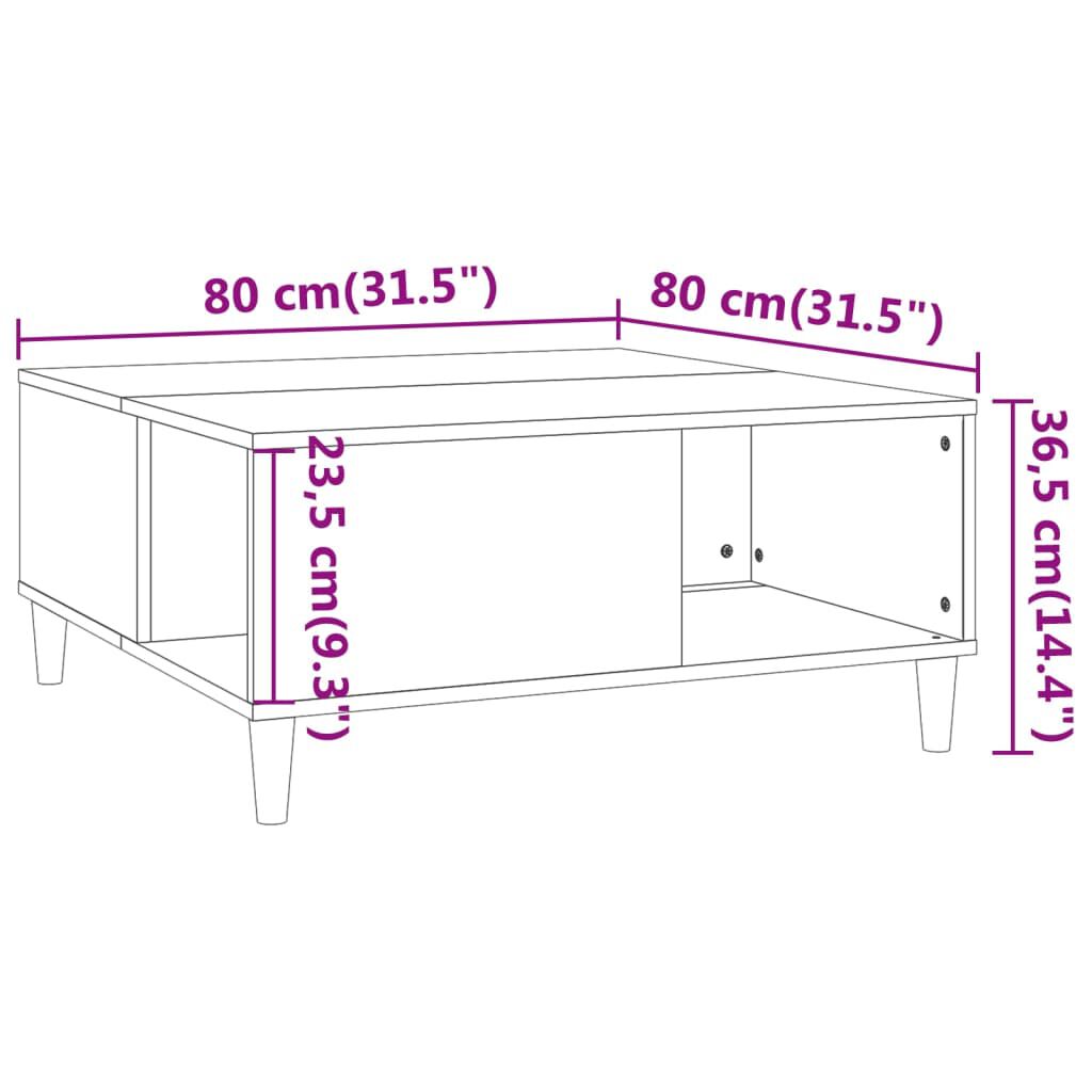 vidaXL Τραπεζάκι Σαλονιού Sonoma Δρυς 80x80x36,5 εκ. Επεξεργασμ. Ξύλο