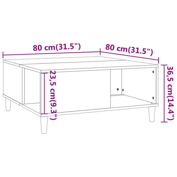 vidaXL Τραπεζάκι Σαλονιού Sonoma Δρυς 80x80x36,5 εκ. Επεξεργασμ. Ξύλο