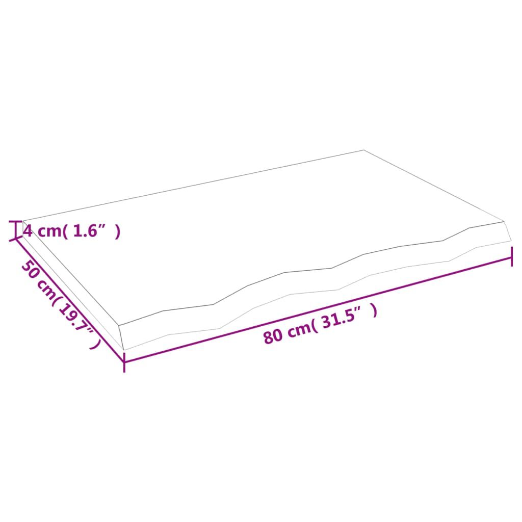 vidaXL Ράφι Τοίχου Ανοιχτό Καφέ 80x50x(2-4)εκ. Επεξ. Μασίφ Ξύλο Δρυός