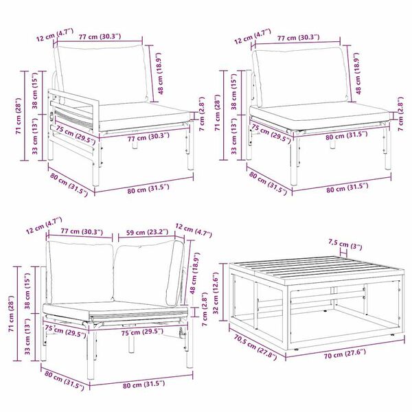 vidaXL Σετ Καναπέ Κήπου 12 pcs Ανθρακί Ατσάλι