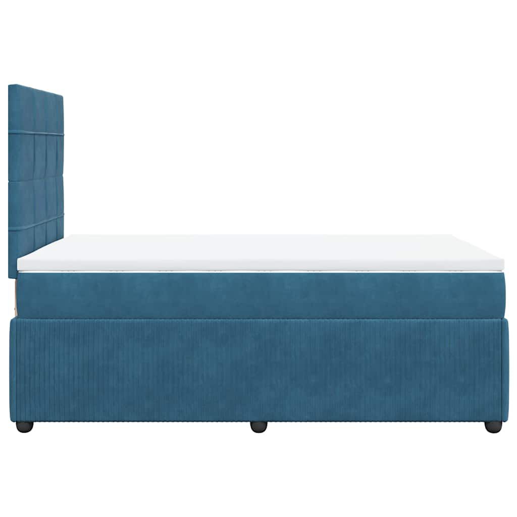 vidaXL Κρεβάτι Boxspring με Στρώμα Μπλε 120x200 εκ. Βελούδινο