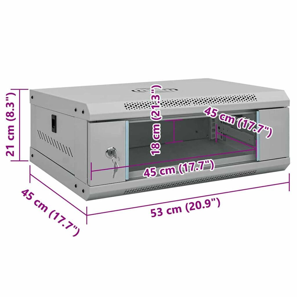 vidaXL Ντουλάπα δικτύου με αποθήκευση Γκρι 53 x 45 x 21 εκ Ατσάλι