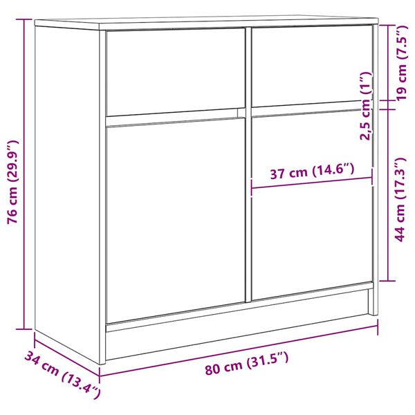 vidaXL Συρταριέρα με Συρτάρια Τεχνίτης Δρυς 80x34x76 εκ. Επεξ. Ξύλο