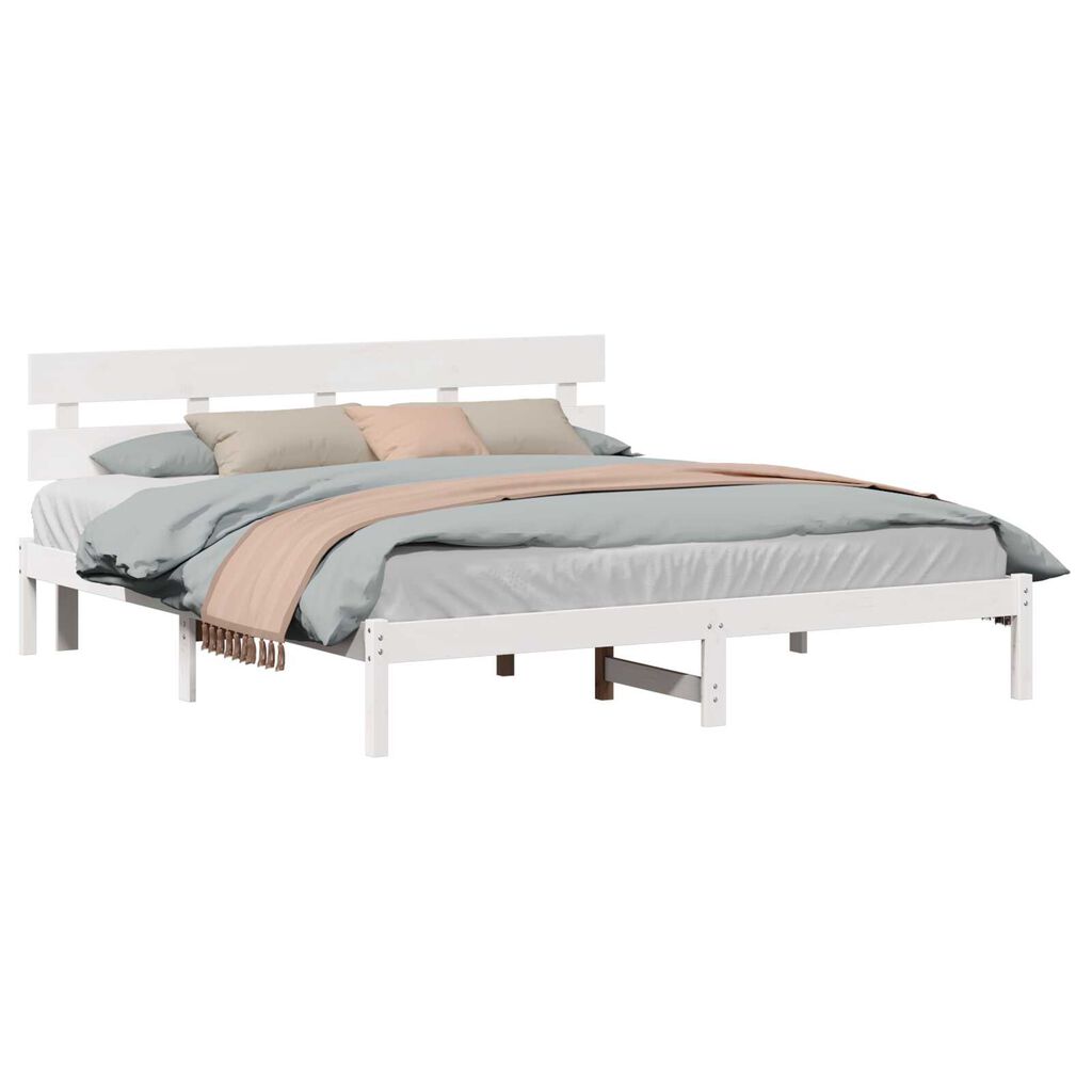 vidaXL Σκελετός Κρεβατιού Λευκό 180 x 200 cm Μασίφ ξύλο πεύκου