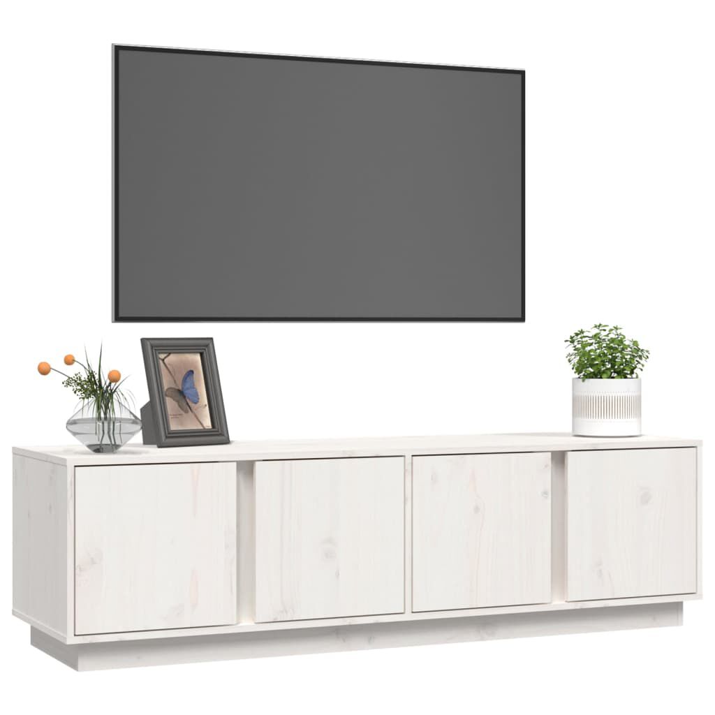 vidaXL Έπιπλο Τηλεόρασης Λευκό 140 x 40 x 40 εκ. από Μασίφ Ξύλο Πεύκου
