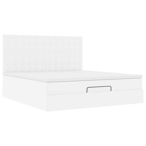 vidaXL Οθωμανικό κρεβάτι με στρώμα Λευκό 160x200cm Faux Leather
