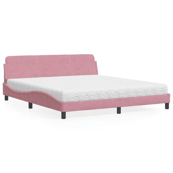 vidaXL Κρεβάτι με Στρώμα Ροζ 180x200 εκ. Βελούδινο