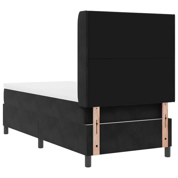vidaXL Κρεβάτι Box Spring με Στρώμα & LED Μαύρο 80x200 εκ Βελούδο