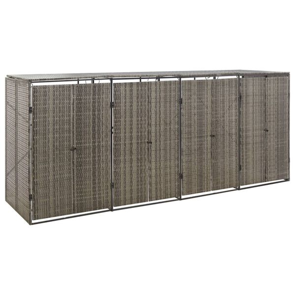 vidaXL Πλαίσιο για Κάδο Απορρ. με Ρόδες Γκρι 274x80x117 εκ Συνθ. Ρατάν