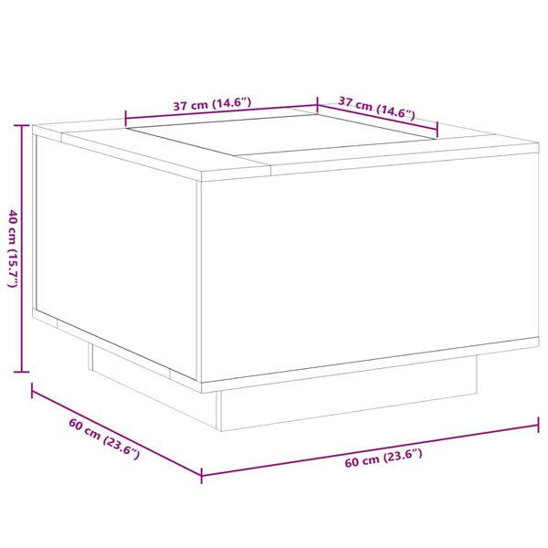 vidaXL Τραπεζάκι Σαλονιού με LED Δρυς 60x60x40 εκ. Επεξεργασμένο Ξύλο