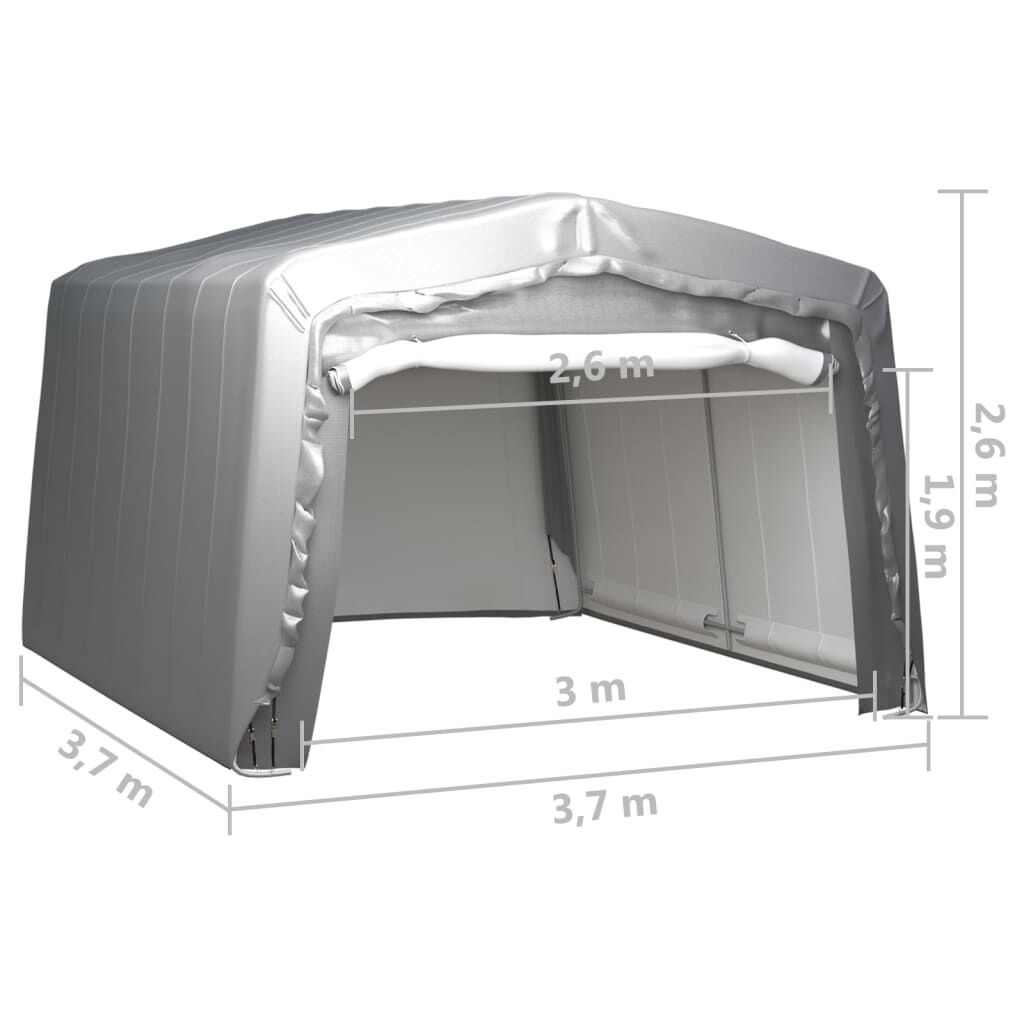 vidaXL Τέντα Αποθήκευσης Γκρι 370 x 370 εκ. Ατσάλινη