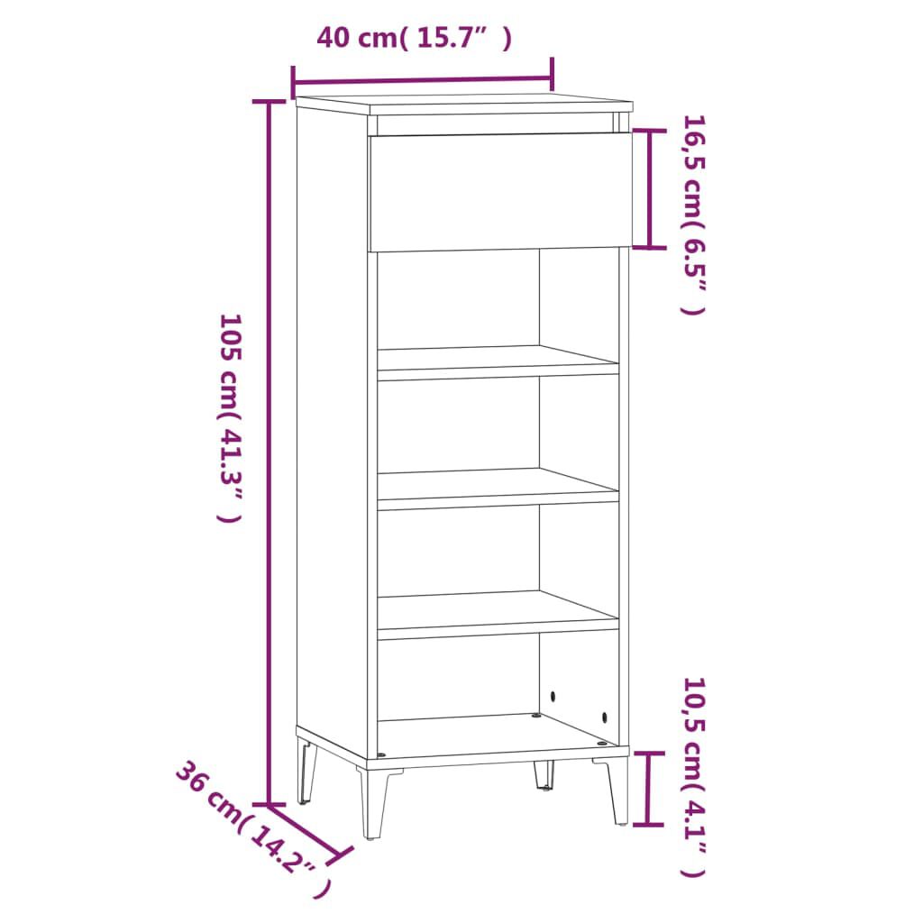 vidaXL Παπουτσοθήκη Γυαλιστερή Λευκή 40x36x105 εκ. Επεξεργασμένο Ξύλο