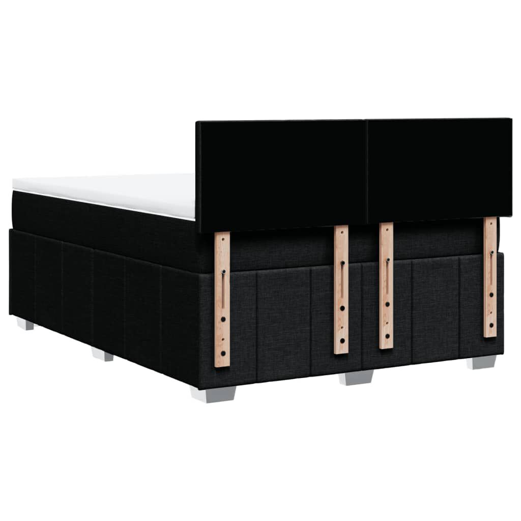 vidaXL Κρεβάτι Boxspring με Στρώμα Μαύρο 140x190 εκ. Υφασμάτινο