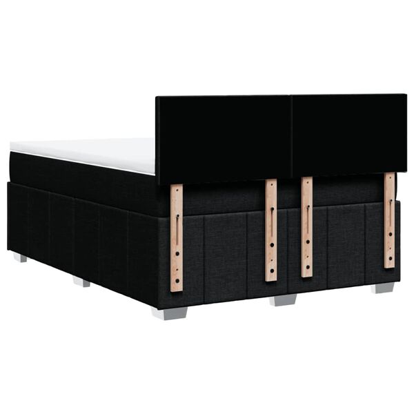 vidaXL Κρεβάτι Boxspring με Στρώμα Μαύρο 140x190 εκ. Υφασμάτινο