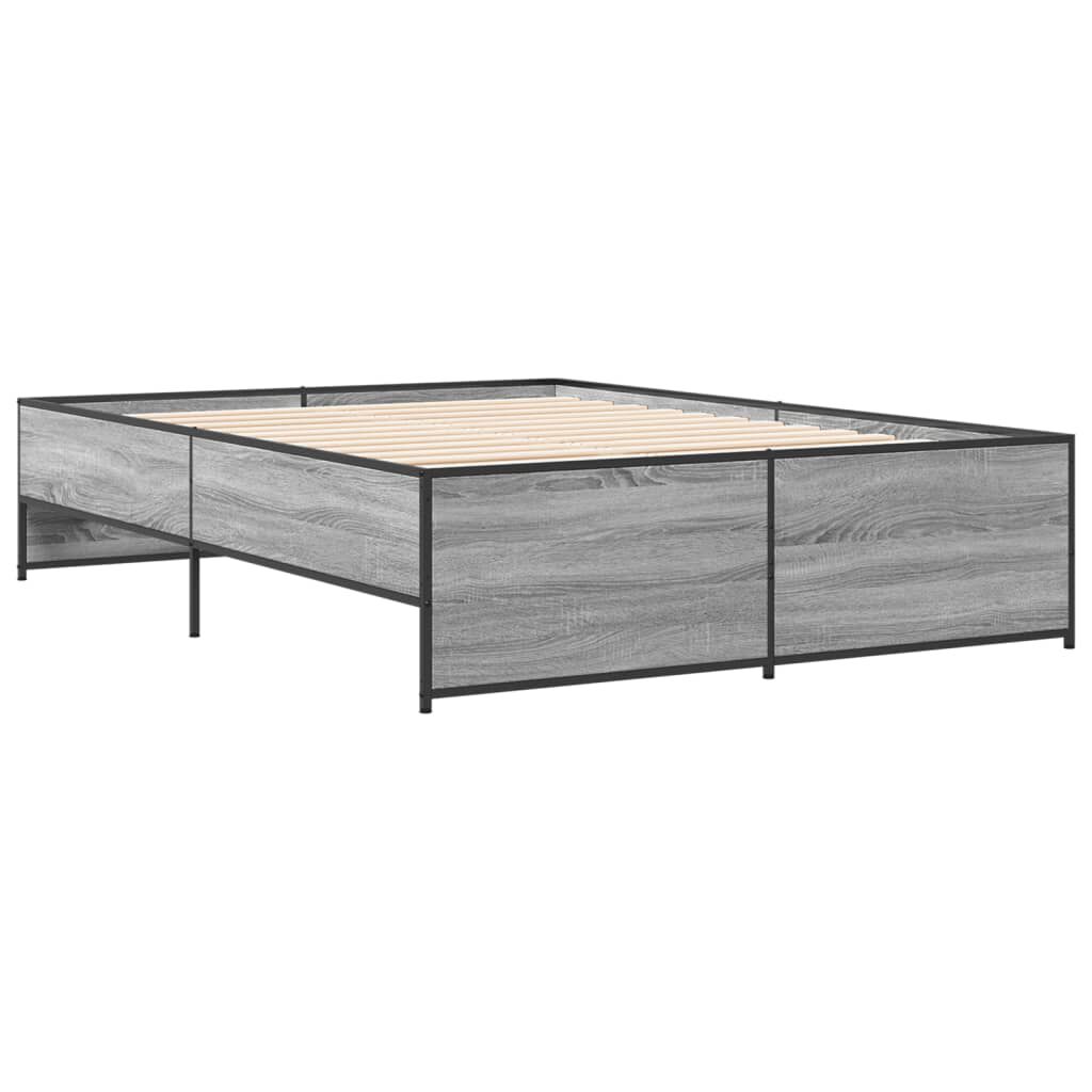 vidaXL Πλαίσιο Κρεβατιού Γκρι Sonoma 120 x 190εκ. Επεξ. Ξύλο & Μέταλλο