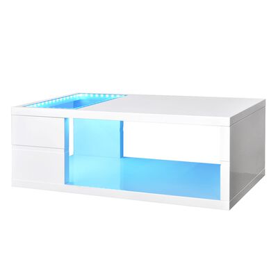 vidaXL Τραπεζάκι Σαλονιού με LED Γυαλιστερό Λευκό 105 x 55 x 41,5 εκ.