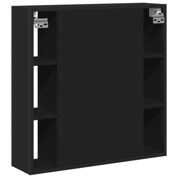 vidaXL Καθρέφτης Μπάνιου με Ντουλάπι Μαύρος 60x16x60 εκ. Επεξ. Ξύλο