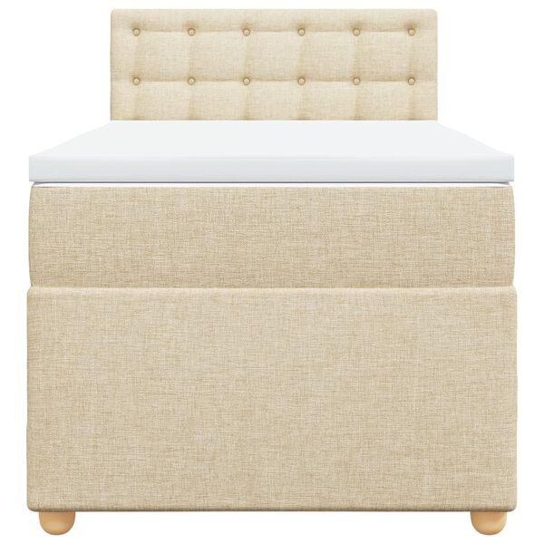 vidaXL Κρεβάτι Boxspring με Στρώμα Κρεμ 90x190 εκ.Υφασμάτινο
