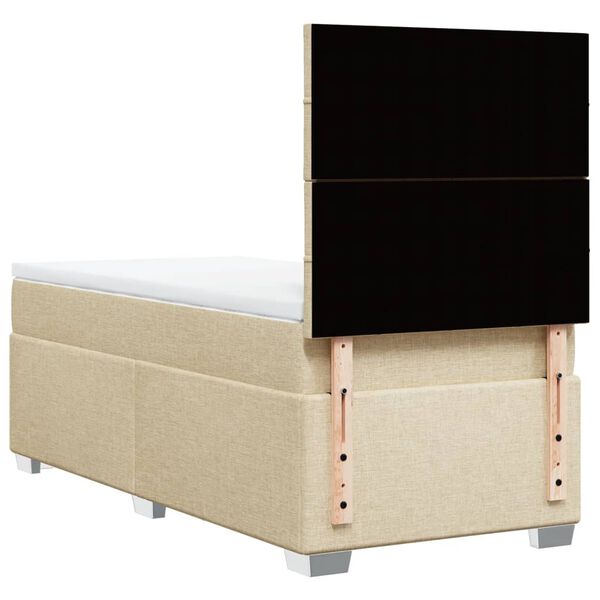vidaXL Κρεβάτι Boxspring με Στρώμα Κρεμ 90x200 εκ.Υφασμάτινο