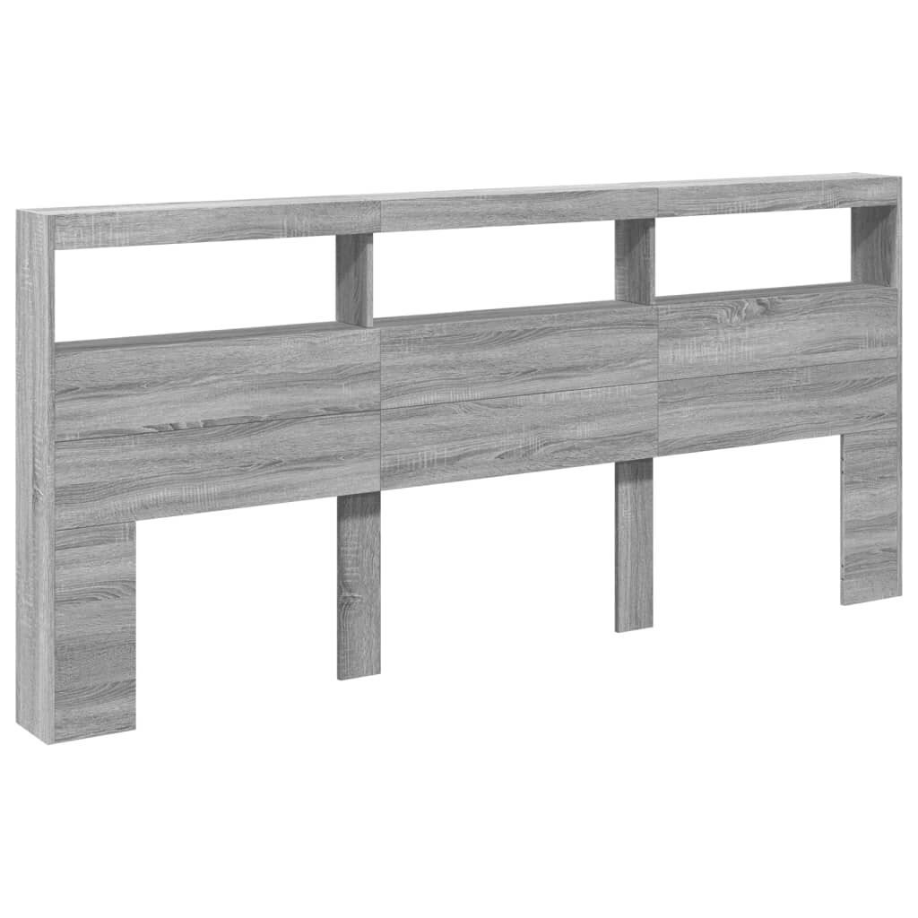 vidaXL Κεφαλάρι με Αποθηκ. Χώρο & LED Γκρι Sonoma 220x17x102 εκ.