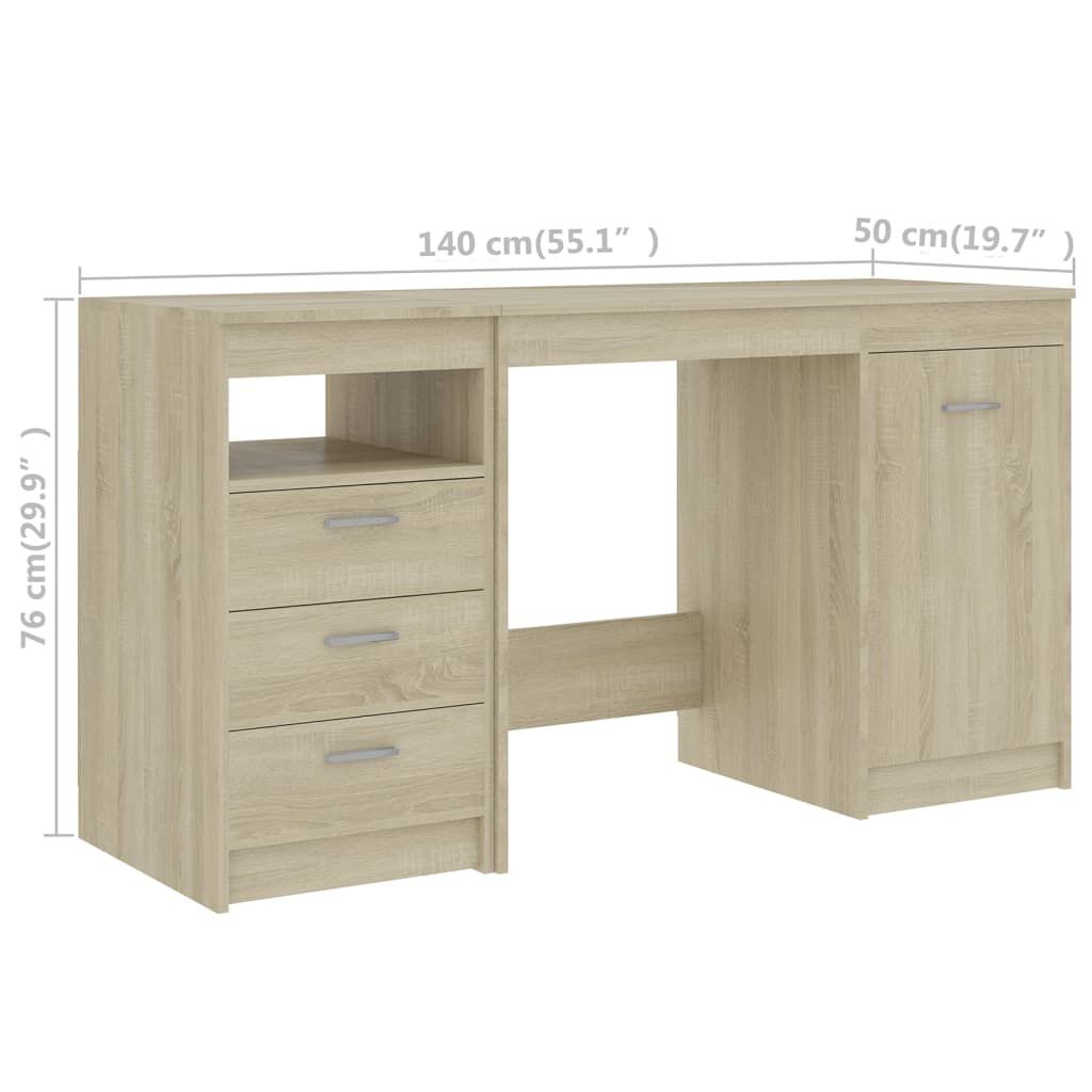 vidaXL Γραφείο Χρώμα Sonoma Δρυς 140 x 50 x 76 εκ. από Επεξ. Ξύλο