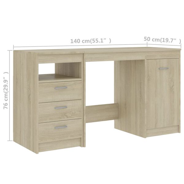 vidaXL Γραφείο Χρώμα Sonoma Δρυς 140 x 50 x 76 εκ. από Επεξ. Ξύλο