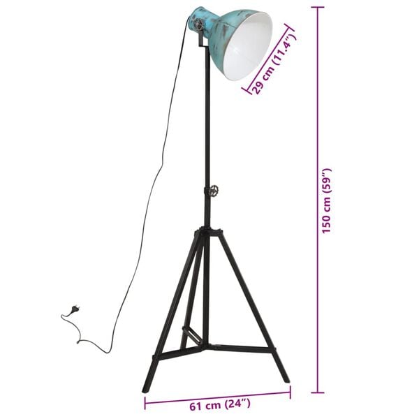 vidaXL Φωτιστικό Δαπέδου 25 W Αντικέ Μπλε 61x61x90/150 εκ. Ε27