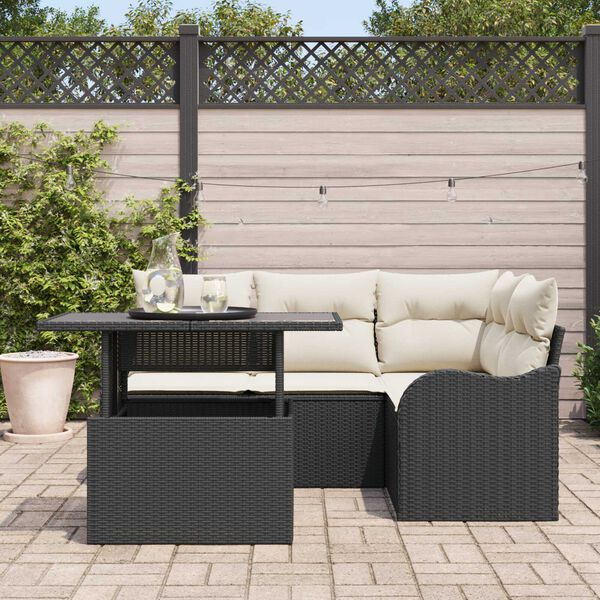 vidaXL Σετ Καναπέ Κήπου με μαξιλάρι 5 pcs Μαύρο Πολυ ράταν